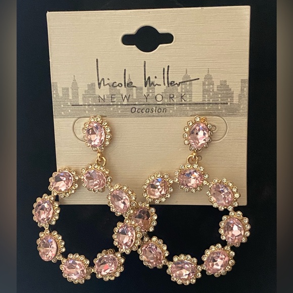 Pink and Gold Floral Earrings - Picture 2 of 5